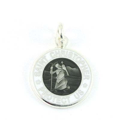 Mini Silver-plated St. Christopher Medals (Slate-White)