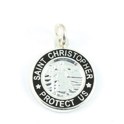 Mini Silver-plated St. Christopher Medals (Silver-Black)