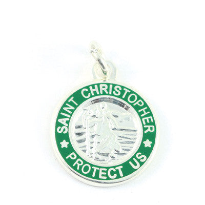 Mini Silver-plated St. Christopher Medals (Silver-Kellygreen)