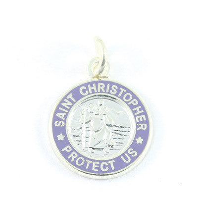 Mini Silver-plated St. Christopher Medals (Silver-Lavender)
