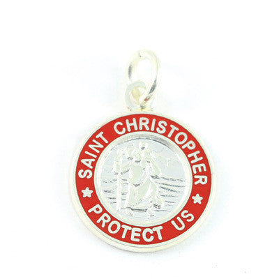 Mini Silver-plated St. Christopher Medals (Silver-Red)