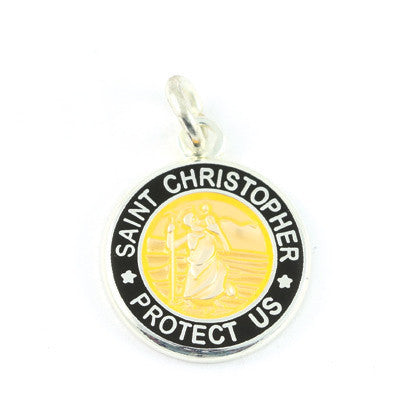 Mini Silver-plated St. Christopher Medals (Tangerine-Black)