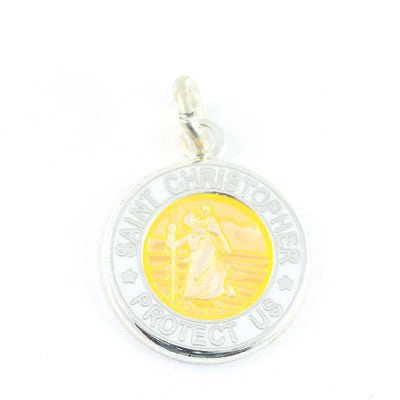 Mini Silver-plated St. Christopher Medals (Tangerine-White)