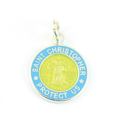 Mini Silver-plated St. Christopher Medals (Yellow-Babyblue)