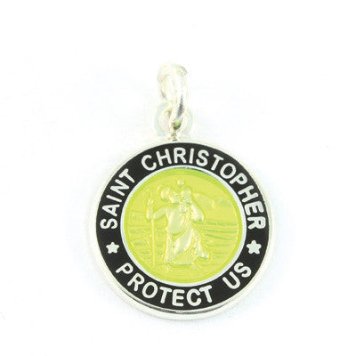 Mini Silver-plated St. Christopher Medals (Yellow-Black)