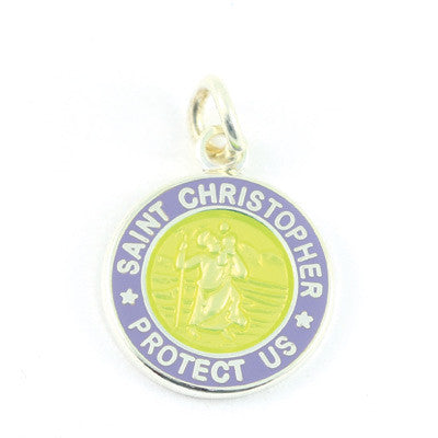 Mini Silver-plated St. Christopher Medals (Yellow-Lavender)