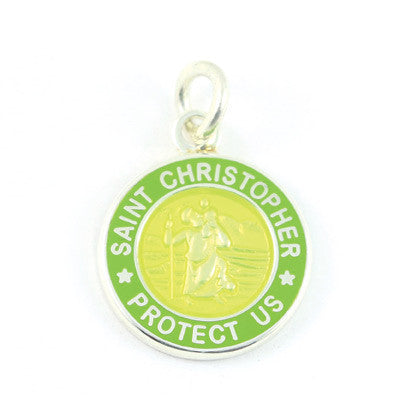 Mini Silver-plated St. Christopher Medals (Yellow-Lime)