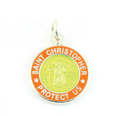 Mini Silver-plated St. Christopher Medals (Yellow-Orange)