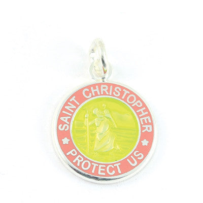 Mini Silver-plated St. Christopher Medals (Yellow-Pink)
