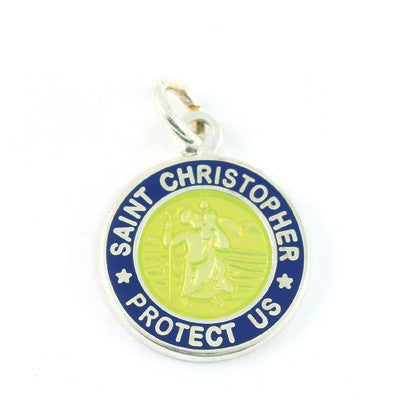 Mini Silver-plated St. Christopher Medals (Yellow-Royalblue)