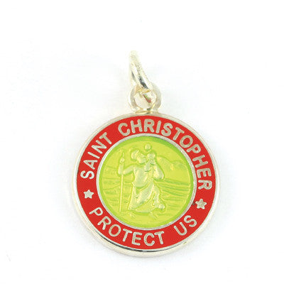 Mini Silver-plated St. Christopher Medals (Yellow-Red)