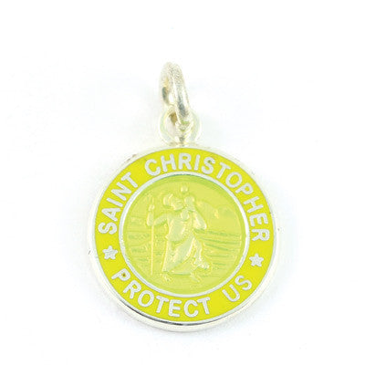 Mini Silver-plated St. Christopher Medals (Yellow-Yellow)