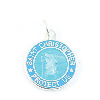 Mini Silver-plated St. Christopher Medals (Aqua-Aqua)