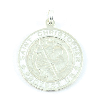 Large Sterling Silver St. Christopher Medal (Silver-White)