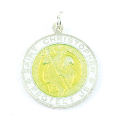 Large Sterling Silver St. Christopher Medal (Yellow-White)