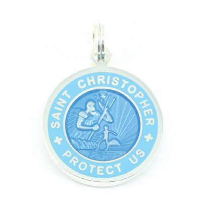 Small Silver-plated St. Christopher Medal (Babyblue Babyblue)