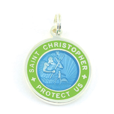 Small Silver-plated St. Christopher Medal (Babyblue Lime)