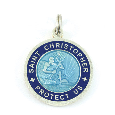 Small Silver-plated St. Christopher Medal (Babyblue Royalblue)