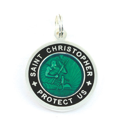 Small Silver-plated St. Christopher Medal (Kellygreen Black)