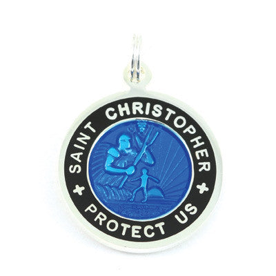 Small Silver-plated St. Christopher Medal (Royalblue Black)