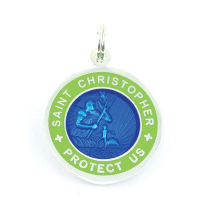 Small Silver-plated St. Christopher Medal (Royalblue Lime)