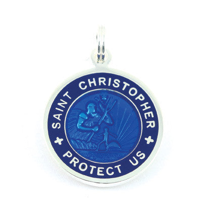 Small Silver-plated St. Christopher Medal (Royalblue Royalblue)