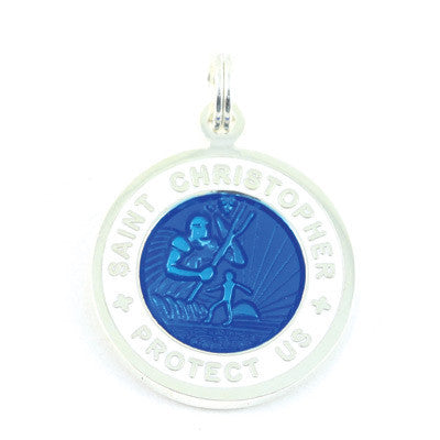 Small Silver-plated St. Christopher Medal (Royalblue White)