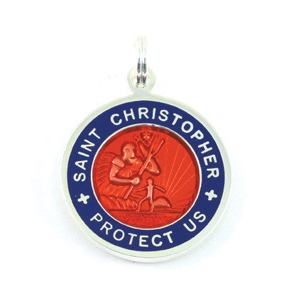 Small Silver-plated St. Christopher Medal (Red Royalblue)