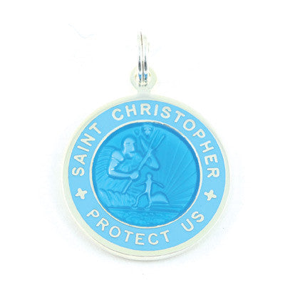 Small Silver-plated St. Christopher Medal (Skyblue Skyblue)