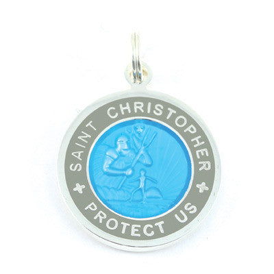 Small Silver-plated St. Christopher Medal (Skyblue Slate)