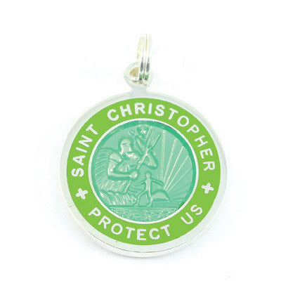 Small Silver-plated St. Christopher Medal (Seagreen Lime)
