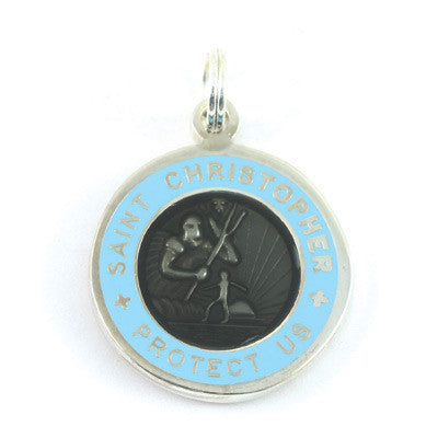 Small Silver-plated St. Christopher Medal (Slate Babyblue)