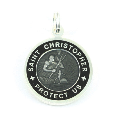 Small Silver-plated St. Christopher Medal (Slate Black)