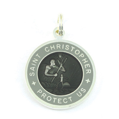 Small Silver-plated St. Christopher Medal (Slate Slate)