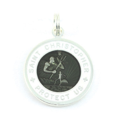 Small Silver-plated St. Christopher Medal (Slate White)