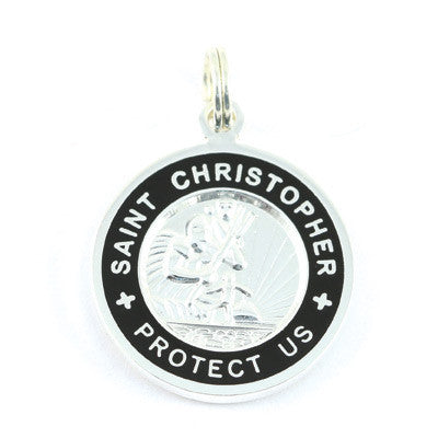 Small Silver-plated St. Christopher Medal (Silver Black)