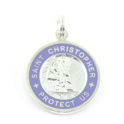 Small Silver-plated St. Christopher Medal (Silver Lavender)