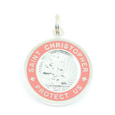 Small Silver-plated St. Christopher Medal (Silver Pink)