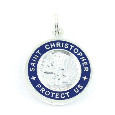 Small Silver-plated St. Christopher Medal (Silver Royalblue)
