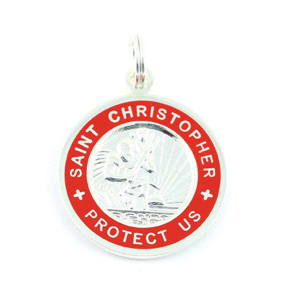 Small Silver-plated St. Christopher Medal (Silver Red)