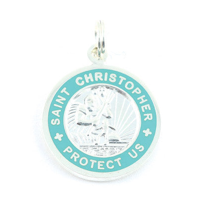 Small Silver-plated St. Christopher Medal (Silver Teal)
