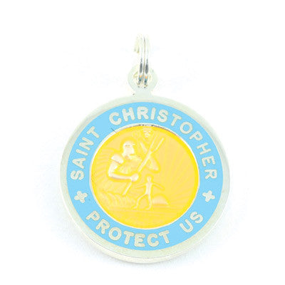 Small Silver-plated St. Christopher Medal (Tangerine Babyblue)