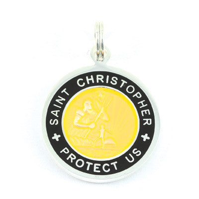 Small Silver-plated St. Christopher Medal (Tangerine Black)