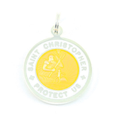 Small Silver-plated St. Christopher Medal (Tangerine White)