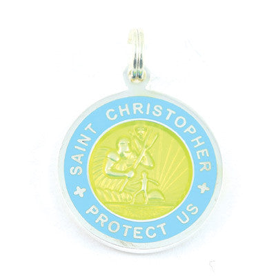 Small Silver-plated St. Christopher Medal (Yellow Babyblue)