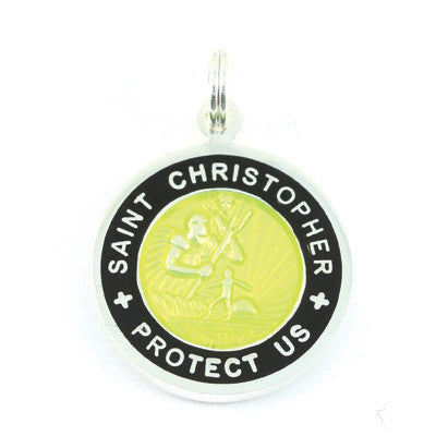 Small Silver-plated St. Christopher Medal (Yellow Black)