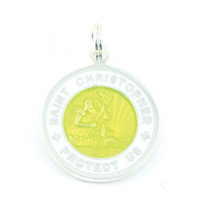 Small Silver-plated St. Christopher Medal (Yellow White)