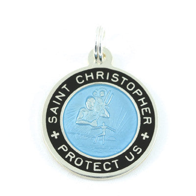 Small Sterling Silver St. Christopher Medals (Babyblue-Black)