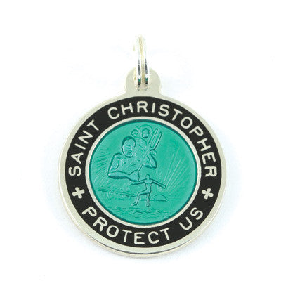 Small Sterling Silver St. Christopher Medals (Kellygreen-Black)