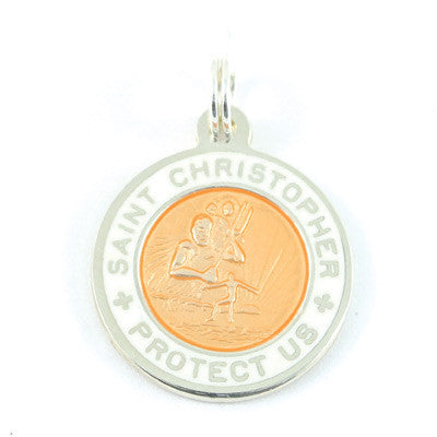 Small Sterling Silver St. Christopher Medals (Orange-White)